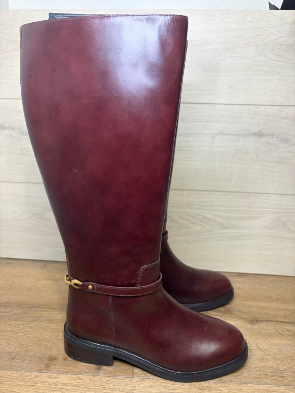 Vince Camuto Adria Womens Knee High Boot Wide Calf Rich Mahogany Leather 8.5M